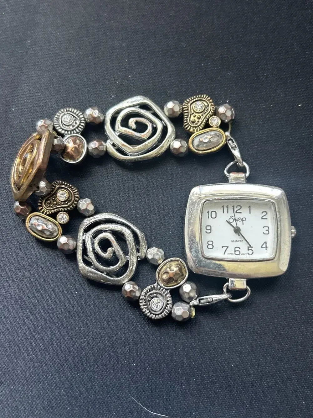 Swap Silver Tone Case Bracelet Watch